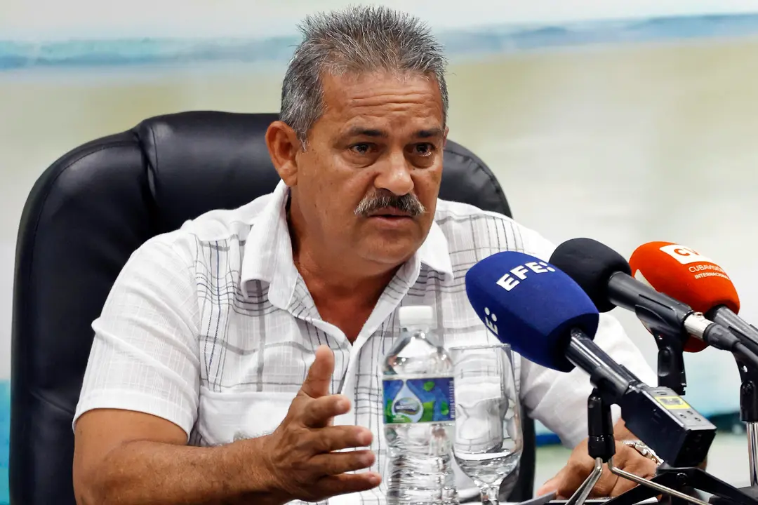 Jos&eacute; Antonio Miranda, director de Alto Rendimiento del Instituto de Deporte, Educaci&oacute;n F&iacute;sica y Recreaci&oacute;n (INDER) de Cuba, fue registrado este viernes, 17 de mayo, durante una rueda de prensa, en La Habana (Cuba). EFE/Ernesto Mastrascusa