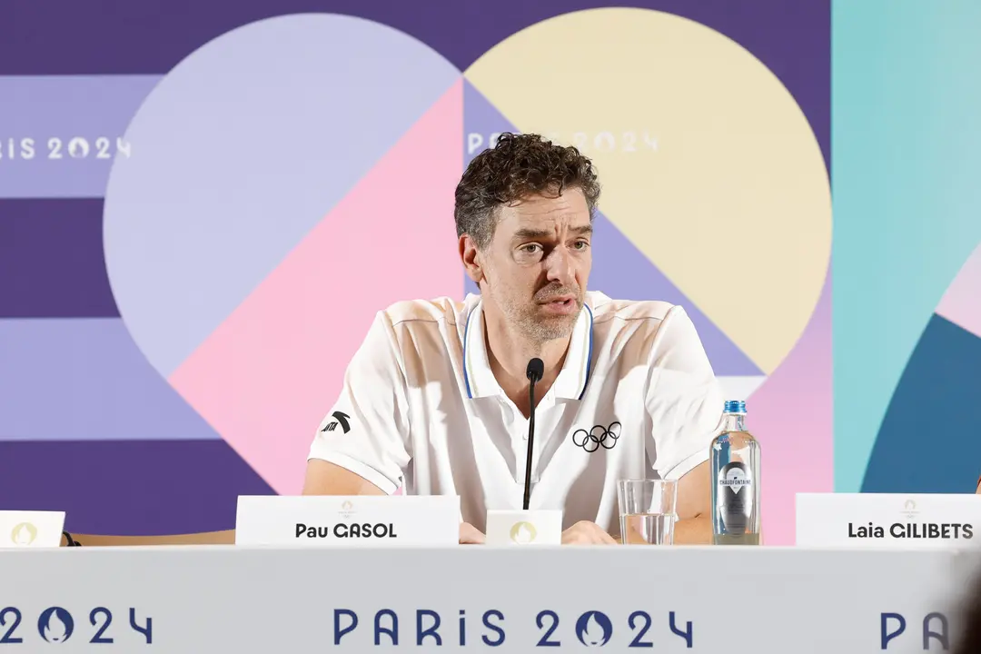 El exjugador de baloncesto Pau Gasol, miembro de la Comisi&oacute;n de Atletas del Comit&eacute; Ol&iacute;mpico Internacional (COI), durante la rueda de prensa celebrada en el Centro Principal de Prensa de los Juegos Ol&iacute;mpicos de Par&iacute;s 2024. EFE/ Miguel To&ntilde;a