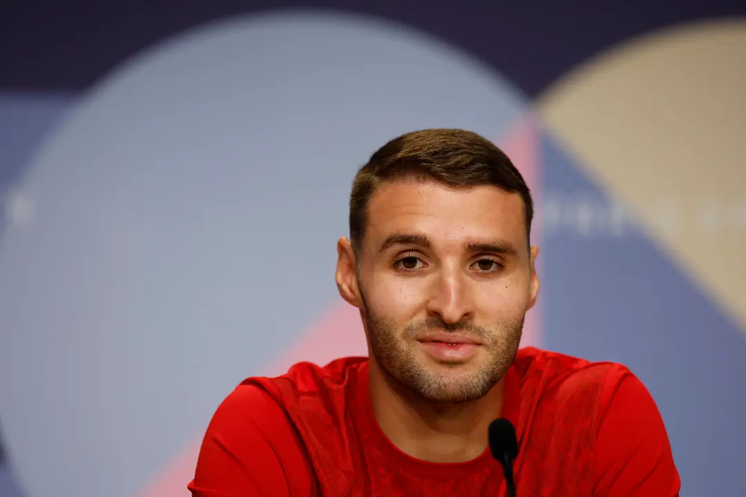 El delantero de la selecci&oacute;n ol&iacute;mpica espa&ntilde;ola Abel Ruiz durante una rueda de prensa este jueves en Par&iacute;s. EFE/Juanjo Mart&iacute;n
