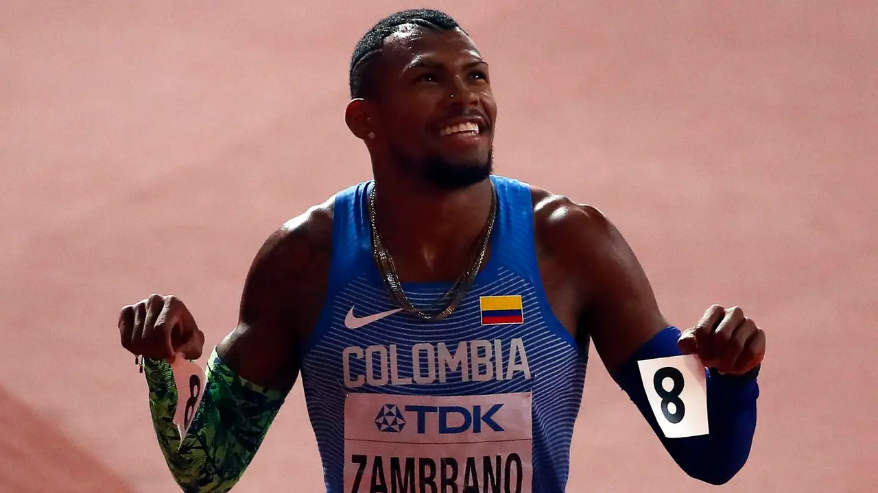 Anthony Zambrano, atleta y medallista ol&iacute;mpico de Colombia. EFE/EPA/DIEGO AZUBEL