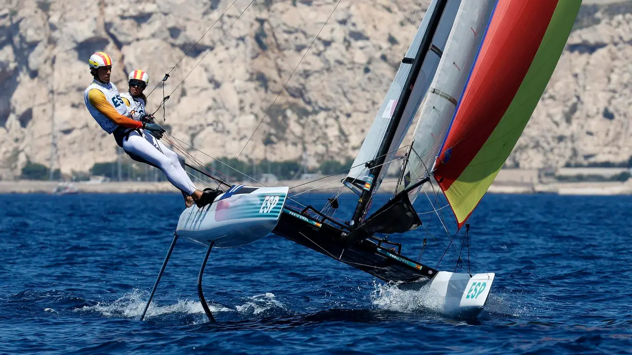 Tara Pacheco Van Rijnsoever y Andres Barrio Garcia en Marsella, Francia. EFE/EPA/SEBASTIEN NOGIER