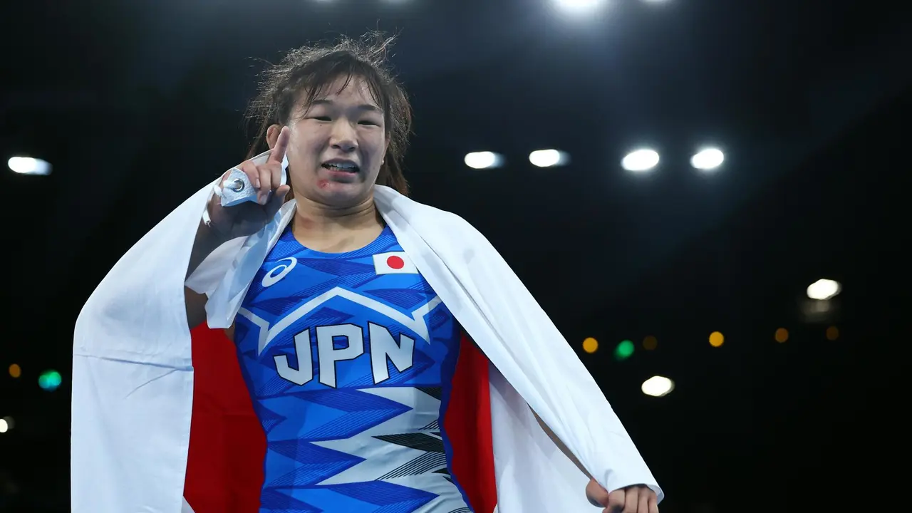 Sakura Motoki tras la final en la categor&iacute;a de 62 kilos. EFE/EPA/CHRISTOPHE PETIT TESSON